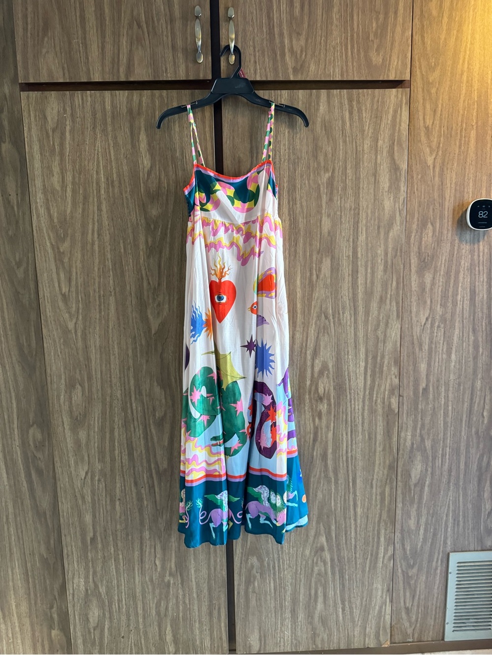 Multicolor Graphic Print Maxi Dress with Spaghetti Straps